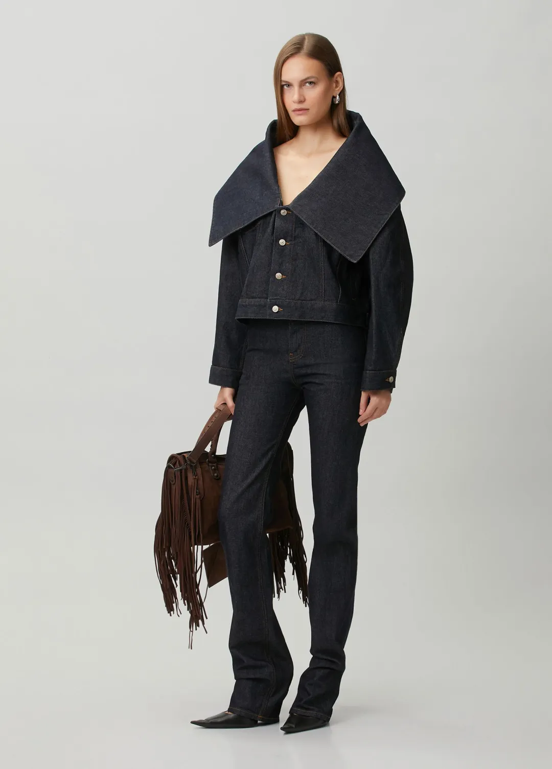 Lacivert Boxy Fit Denim Ceket - 3