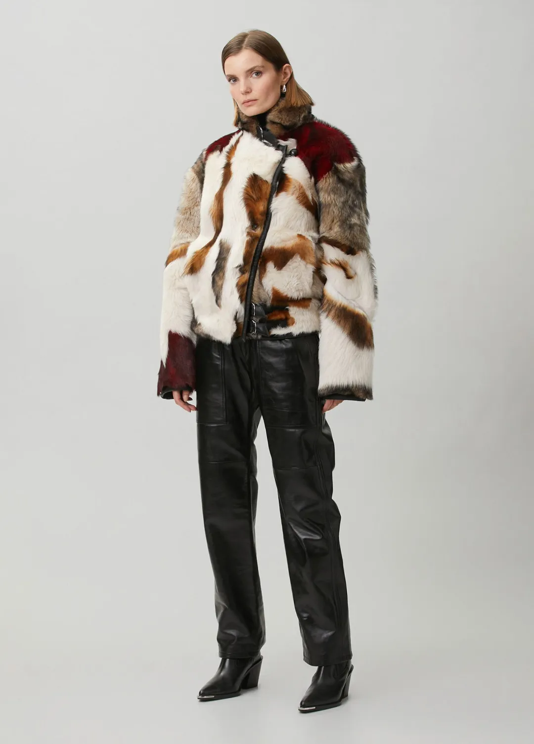 Krem Roama Patchwork Shearling Ceket - 3