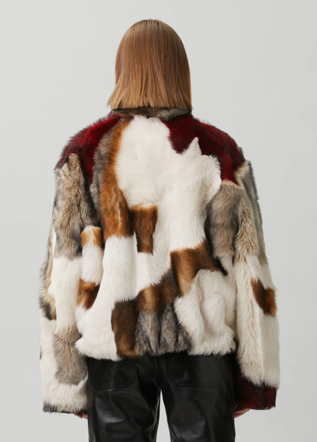 Krem Roama Patchwork Shearling Ceket - 5