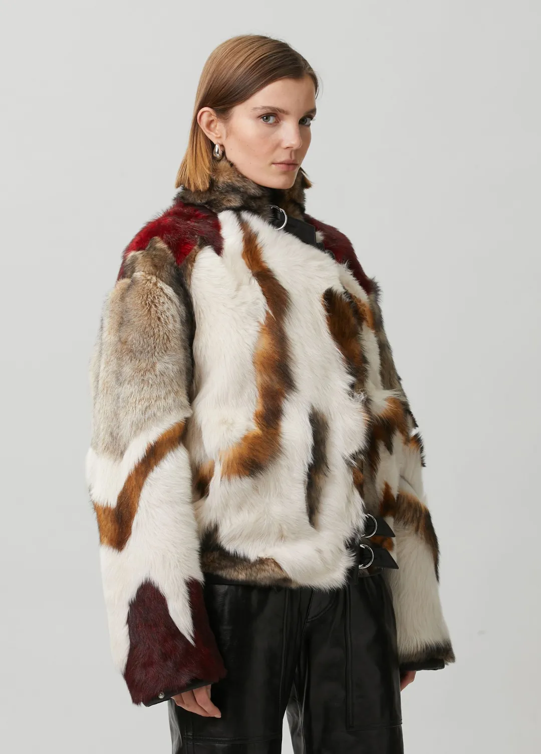 Krem Roama Patchwork Shearling Ceket - 4