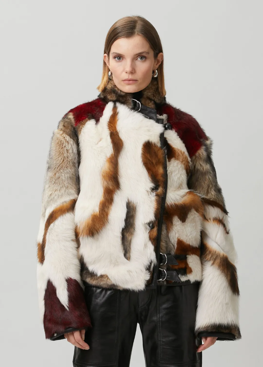 Krem Roama Patchwork Shearling Ceket - 2