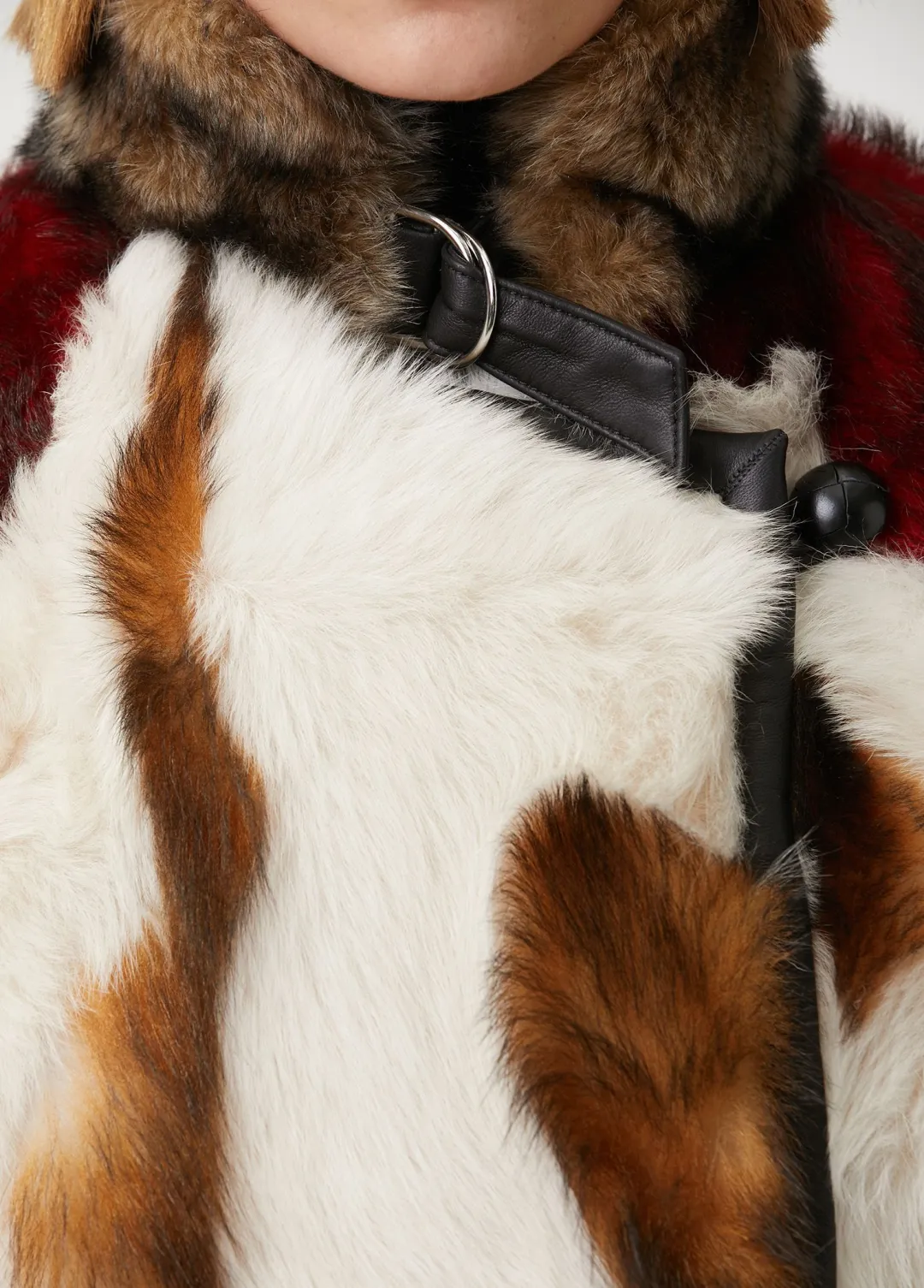 Krem Roama Patchwork Shearling Ceket - 6