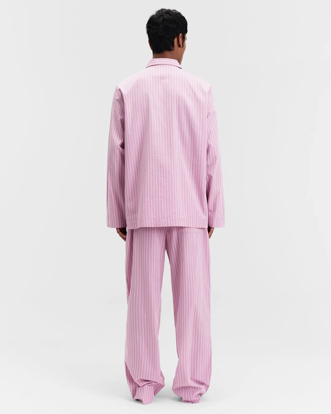 Pembe-Beyaz Poplin Erkek Pijama Üstü - 3