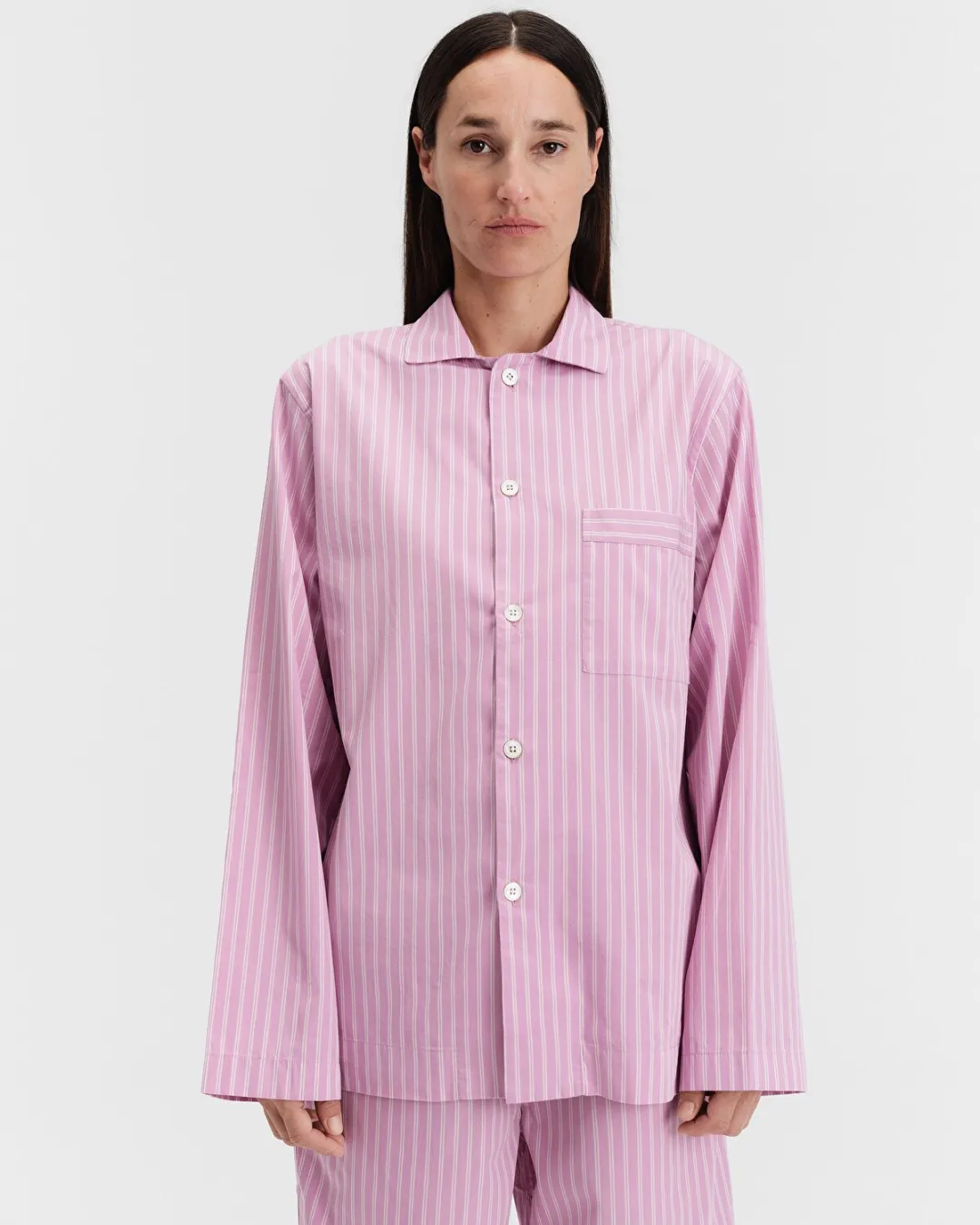 Pembe Poplin Kadın Pijama Üstü - 4