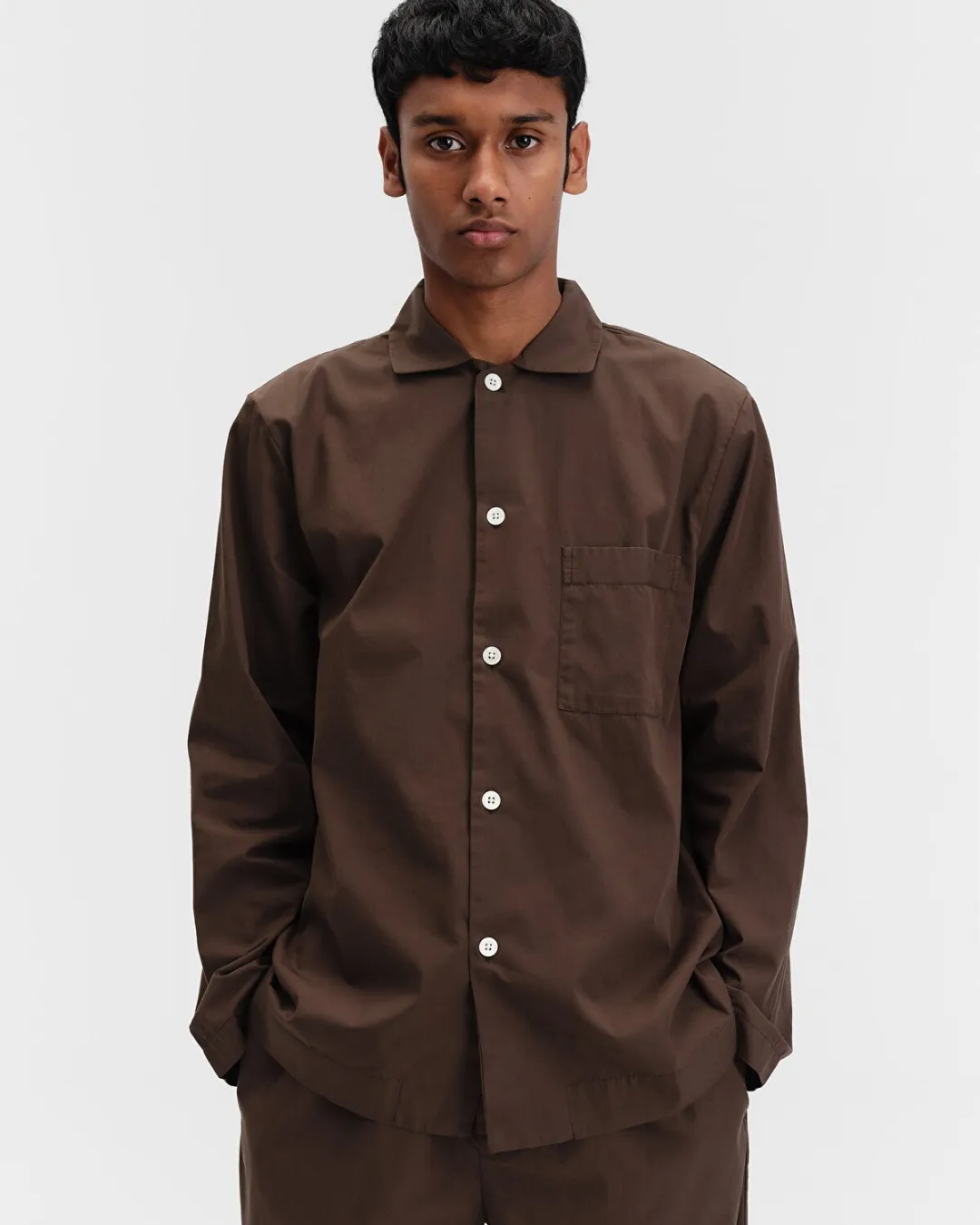 Kahverengi Poplin Erkek Pijama Üstü - 0