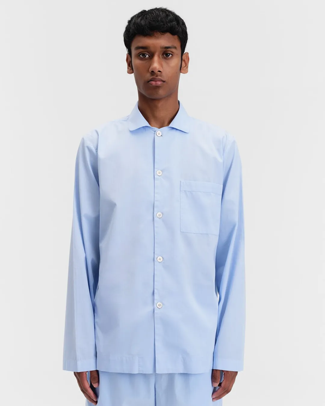 Açık Mavi Poplin Erkek Pijama Üstü - 4