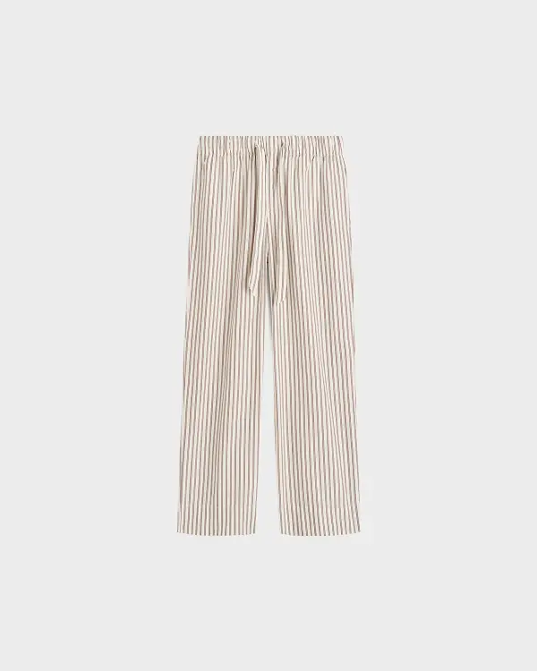 Bej-Beyaz Poplin Kadın Pijama Altı