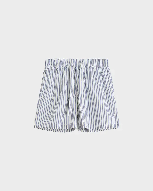 Mavi-Beyaz Poplin Kadın Pijama Şortu