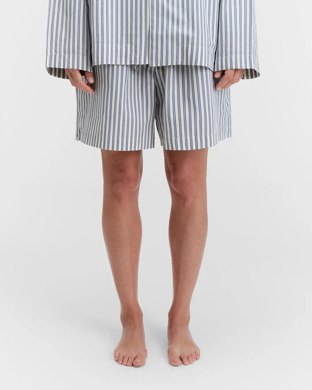 Mavi-Beyaz Poplin Kadın Pijama Şortu - 0