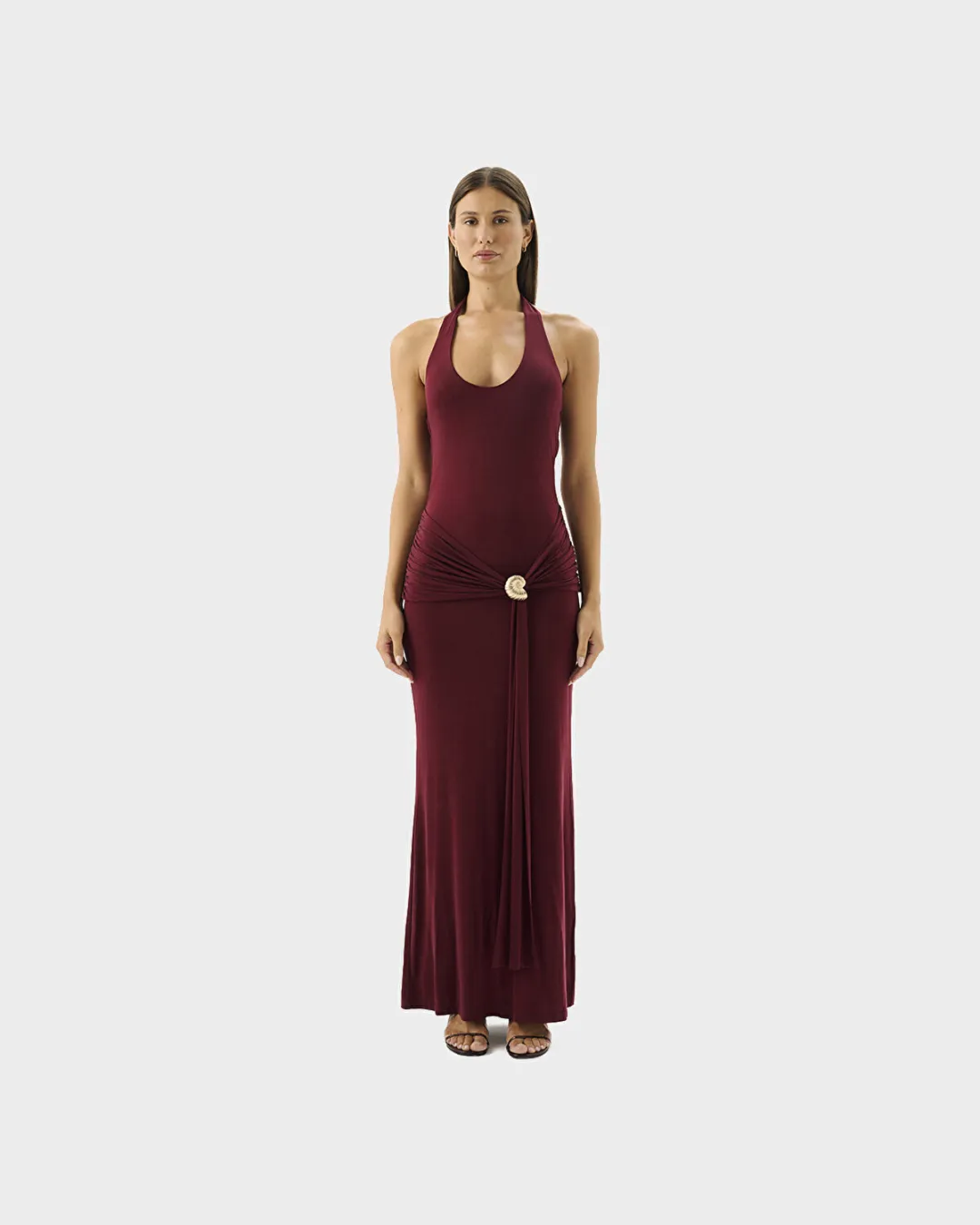 Julietta Halter Yaka Bordo Kadın Elbise - 2