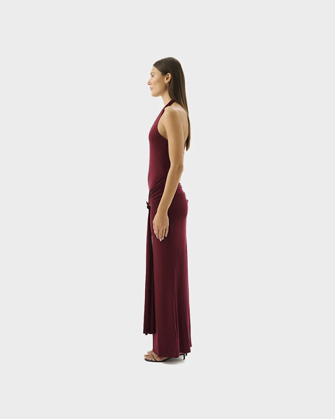 Julietta Halter Yaka Bordo Kadın Elbise - 4
