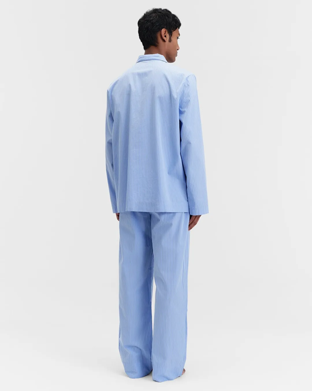 Mavi-Beyaz Poplin Erkek Pijama Üstü - 3