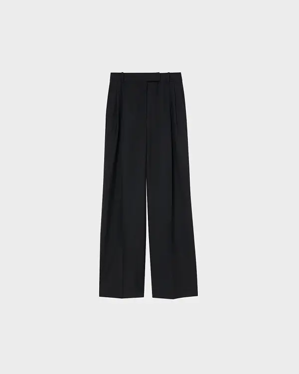 Mid Waist Siyah Kadın Kumaş Pantolon
