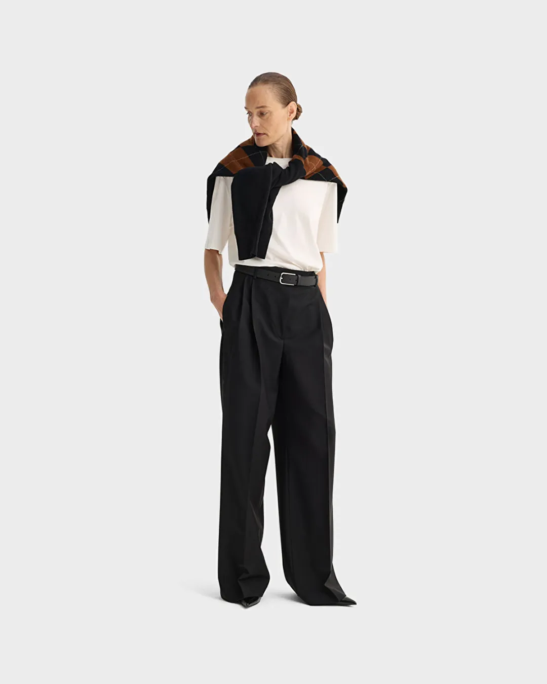 Mid Waist Siyah Kadın Kumaş Pantolon - 2