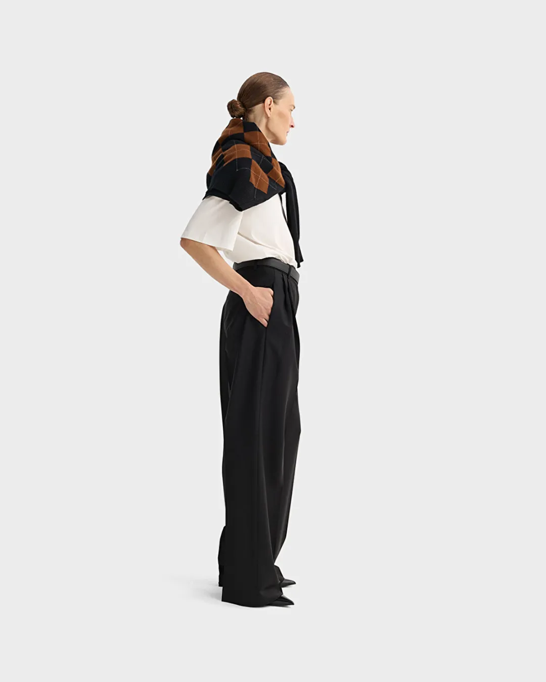 Mid Waist Siyah Kadın Kumaş Pantolon - 3
