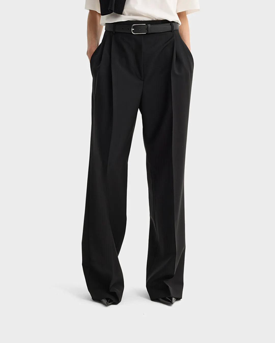 Mid Waist Siyah Kadın Kumaş Pantolon - 0
