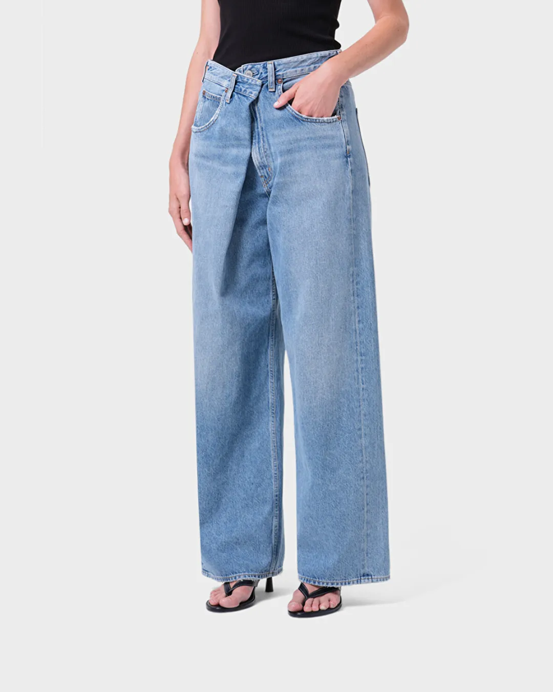 Vana Fold Mavi Kadın Jean Pantolon - 5