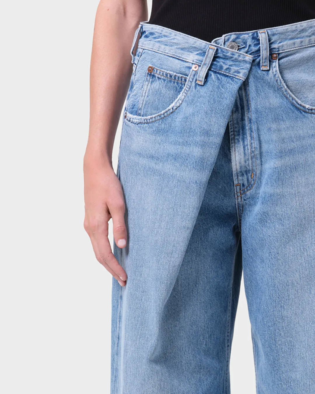 Vana Fold Mavi Kadın Jean Pantolon - 0