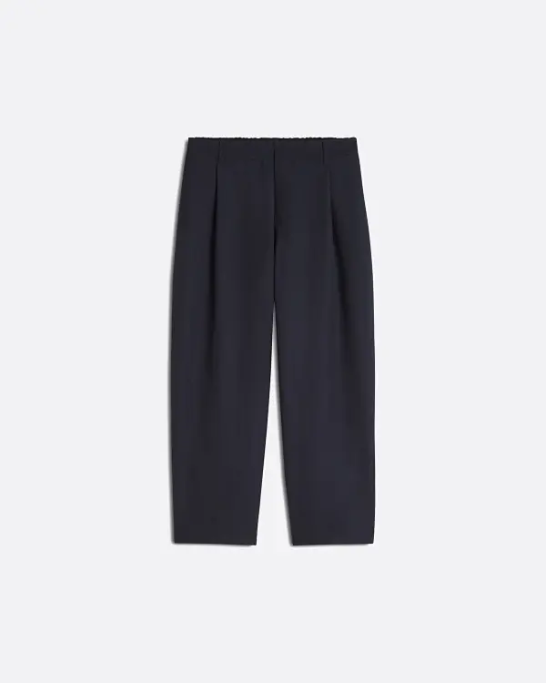 Cropped Pleated Lacivert Erkek Pantolon