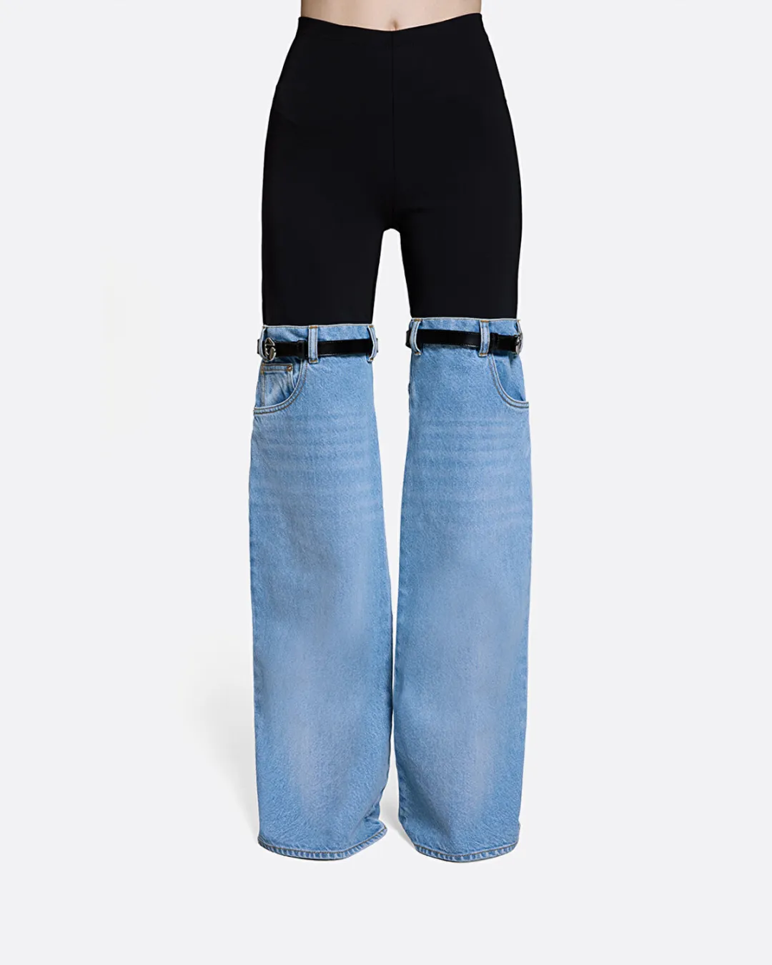 Hybrid Denim Mavi-Siyah Kadın Pantolon - 4