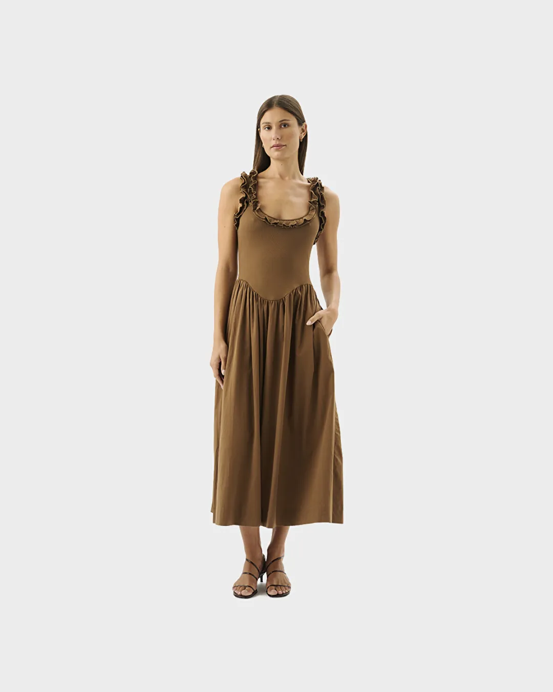 Paloma Maxi Kahverengi Kadın Elbise - 2