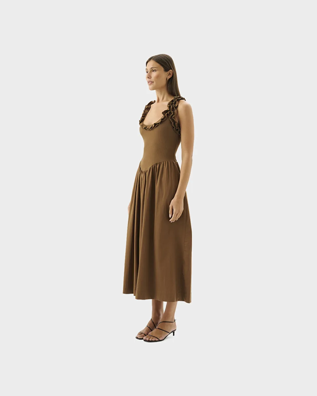 Paloma Maxi Kahverengi Kadın Elbise - 3