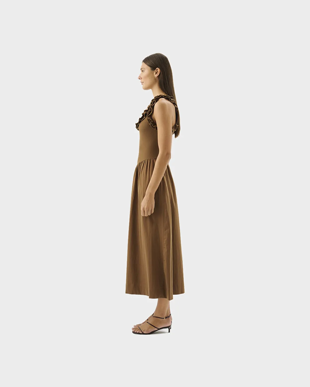 Paloma Maxi Kahverengi Kadın Elbise - 4