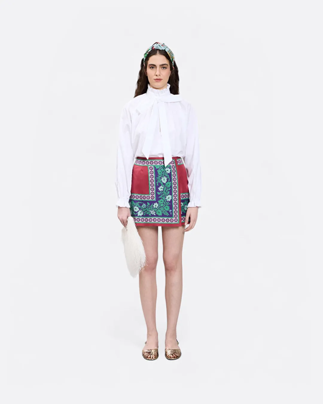 Mini Foulard Kırmızı Kadın Etek - 2