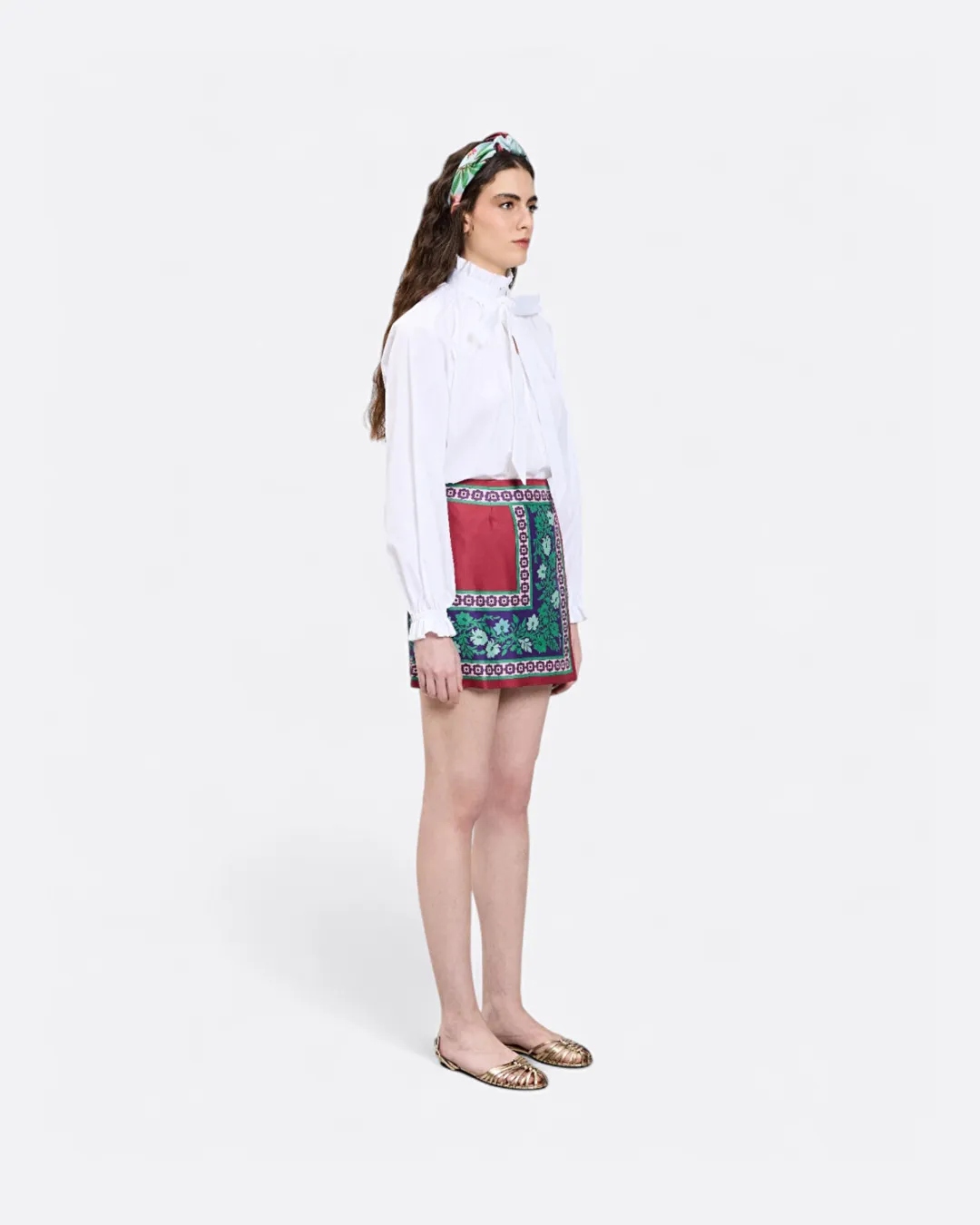 Mini Foulard Kırmızı Kadın Etek - 3