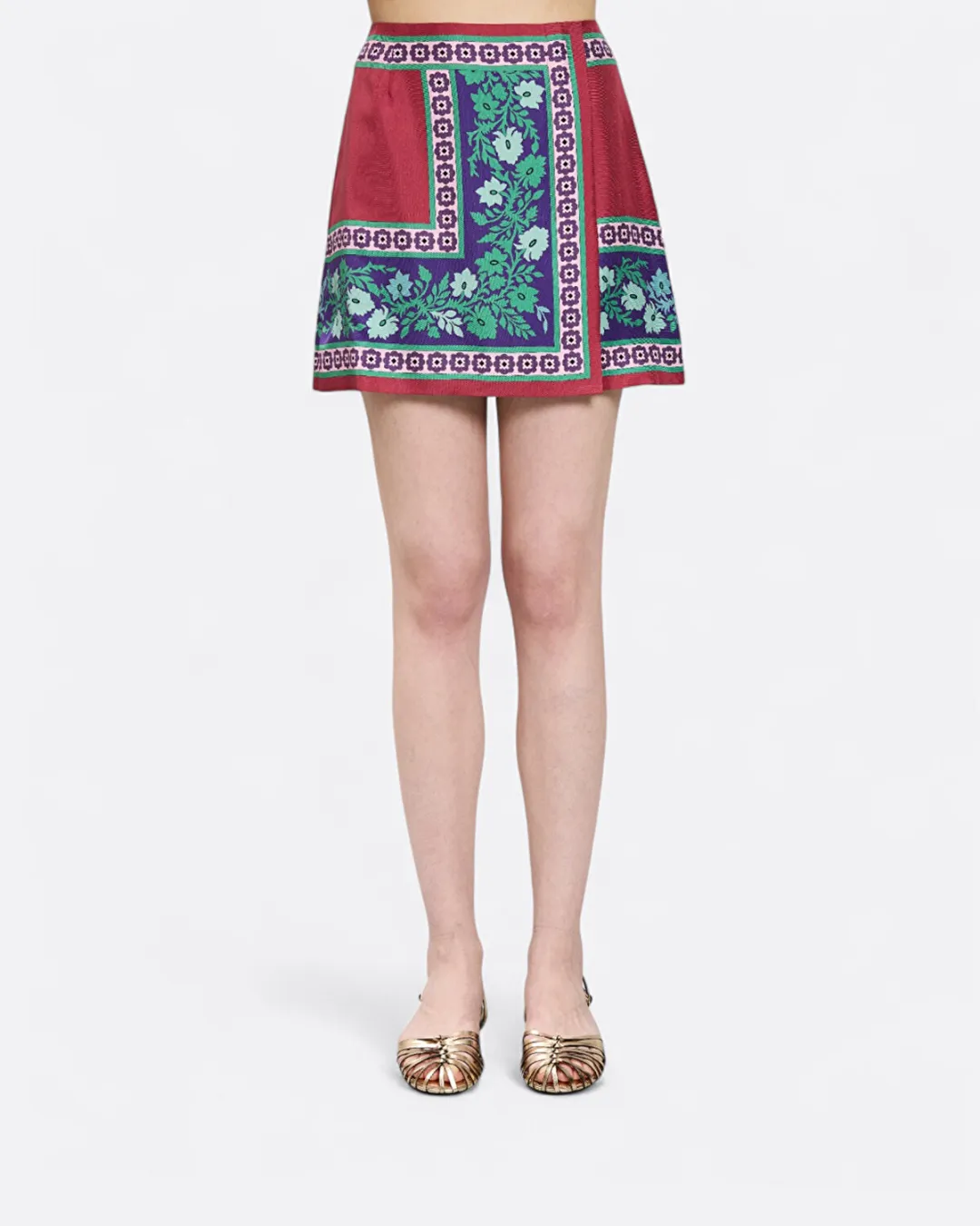 Mini Foulard Kırmızı Kadın Etek - 5