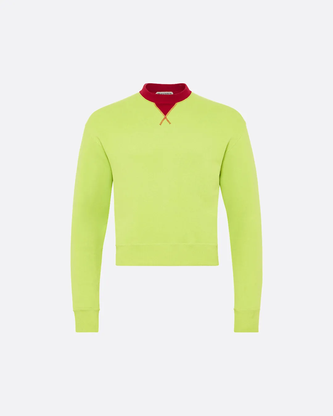 Kontrast Yakalı Açık Yeşil Erkek Sweatshirt - 1