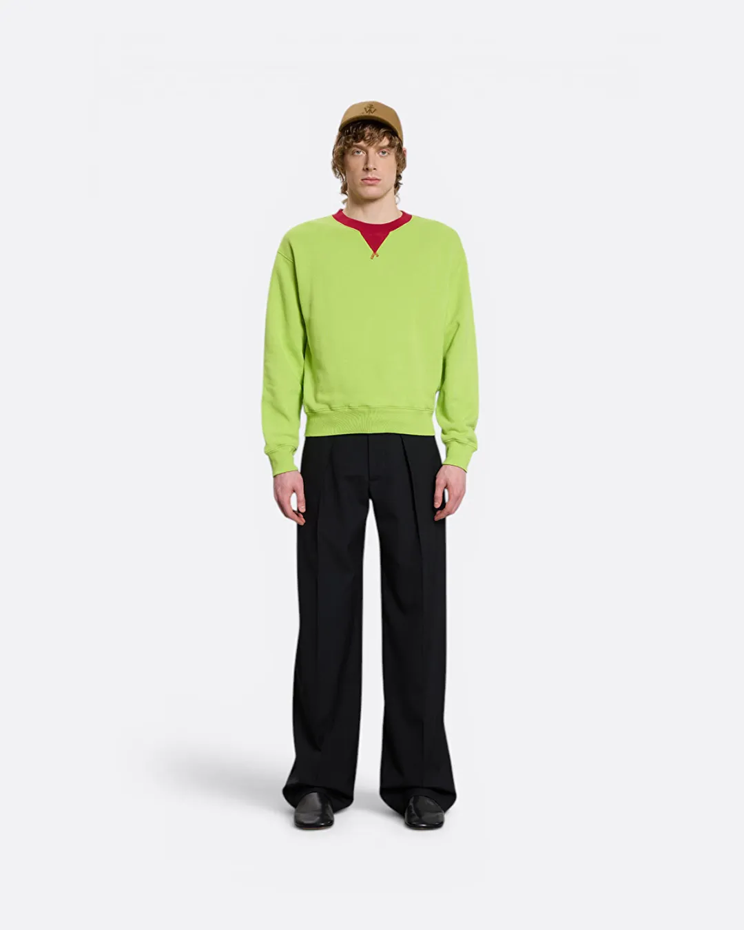 Kontrast Yakalı Açık Yeşil Erkek Sweatshirt - 2