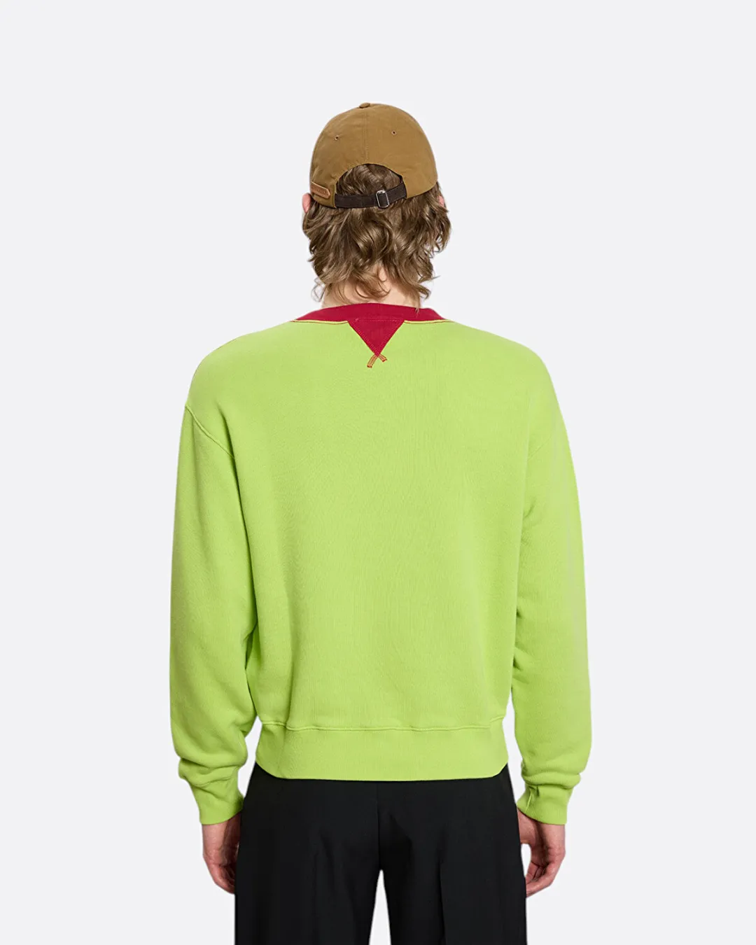 Kontrast Yakalı Açık Yeşil Erkek Sweatshirt - 4
