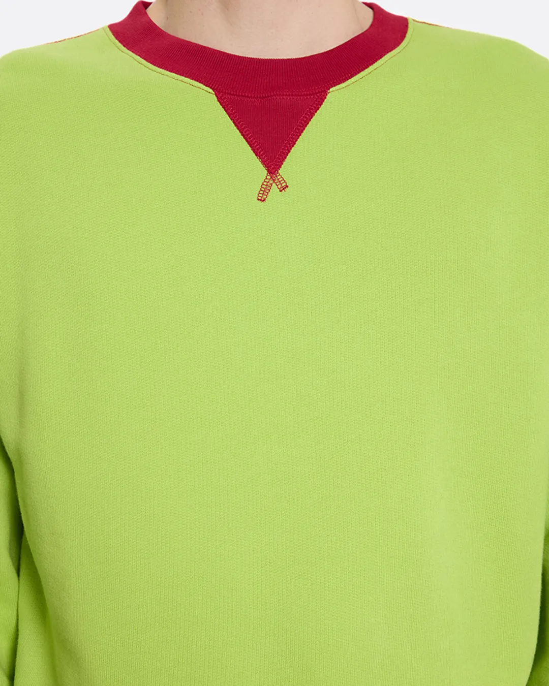 Kontrast Yakalı Açık Yeşil Erkek Sweatshirt - 0