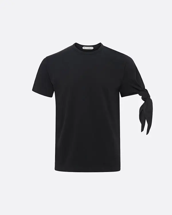 Kol Bağlama Detaylı Siyah Erkek T-Shirt