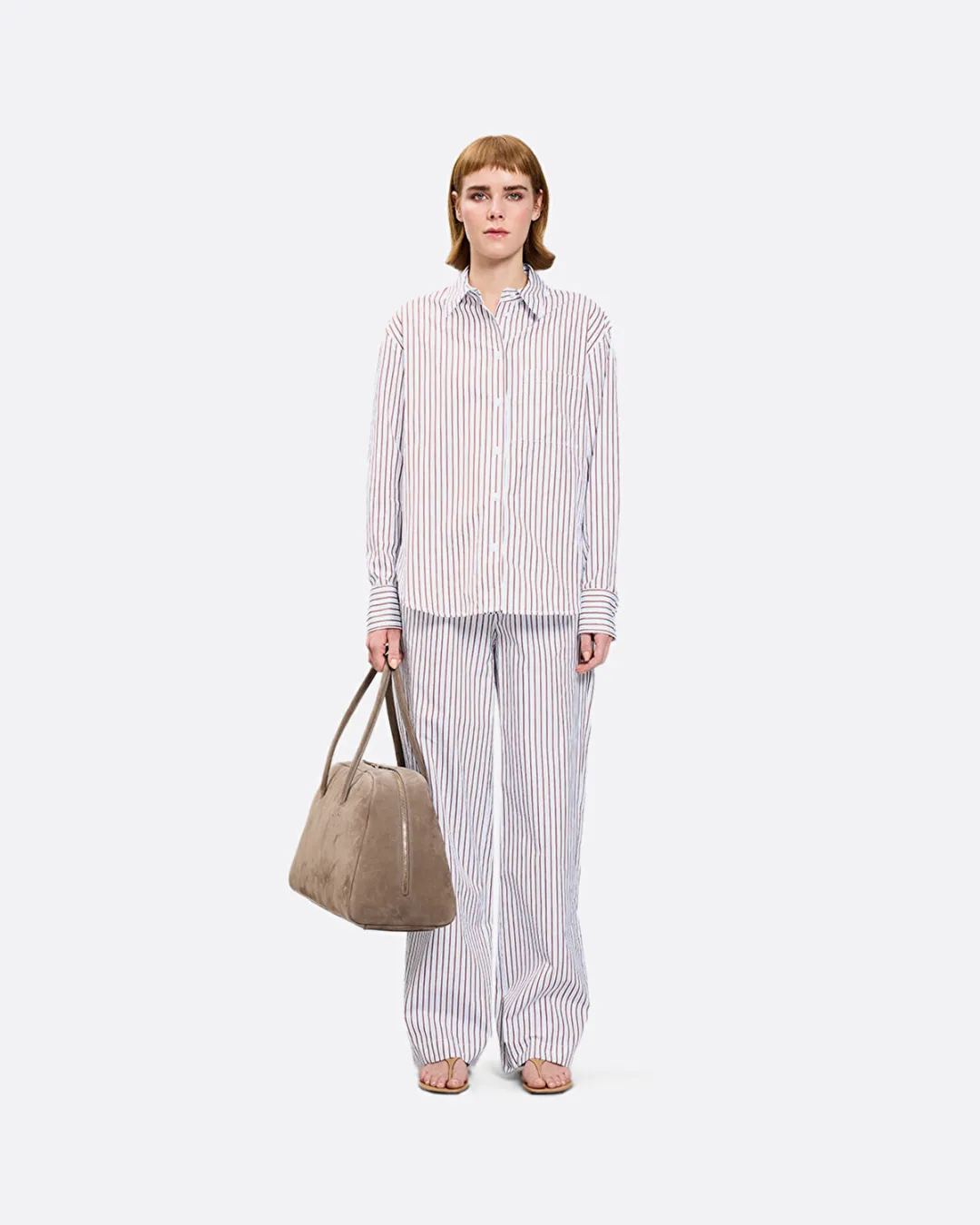Maud Oversize Mavi-Bordo Kadın Gömlek - 2