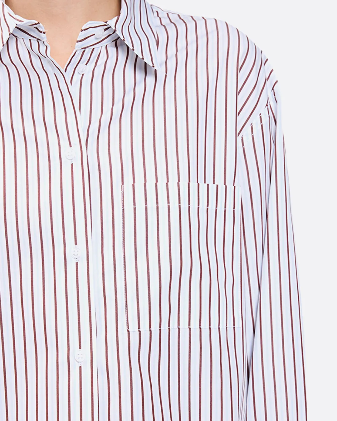 Maud Oversize Mavi-Bordo Kadın Gömlek - 0