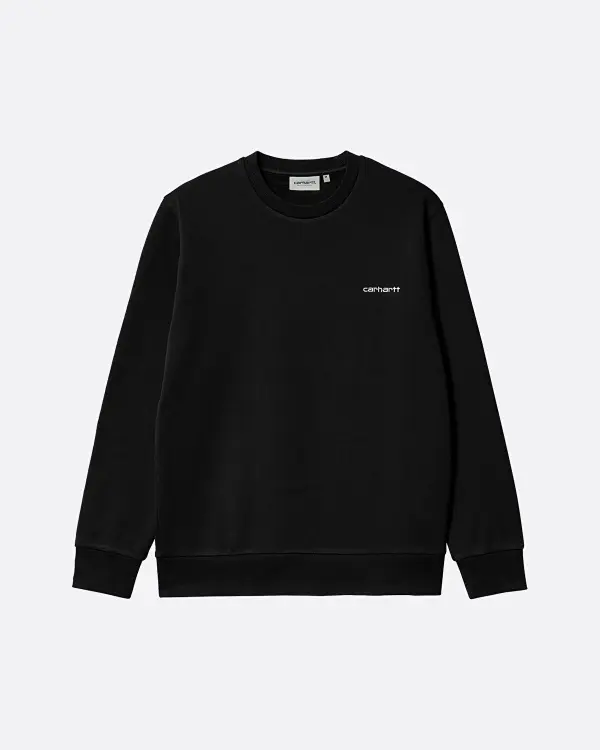 Script Embroidery Siyah Erkek Sweatshirt