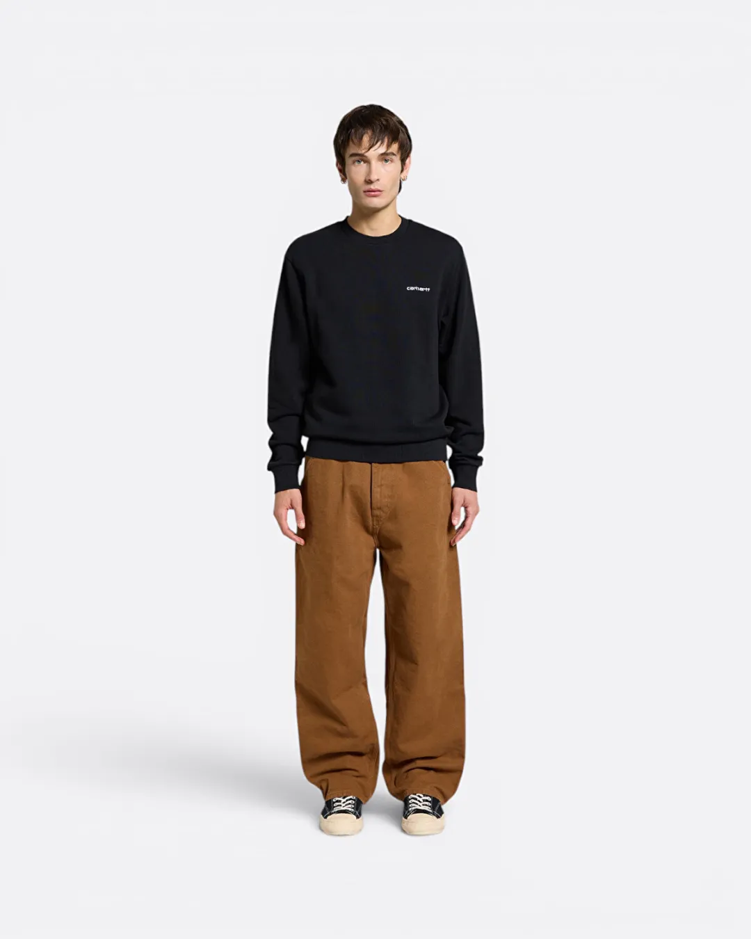 Script Embroidery Siyah Erkek Sweatshirt - 2