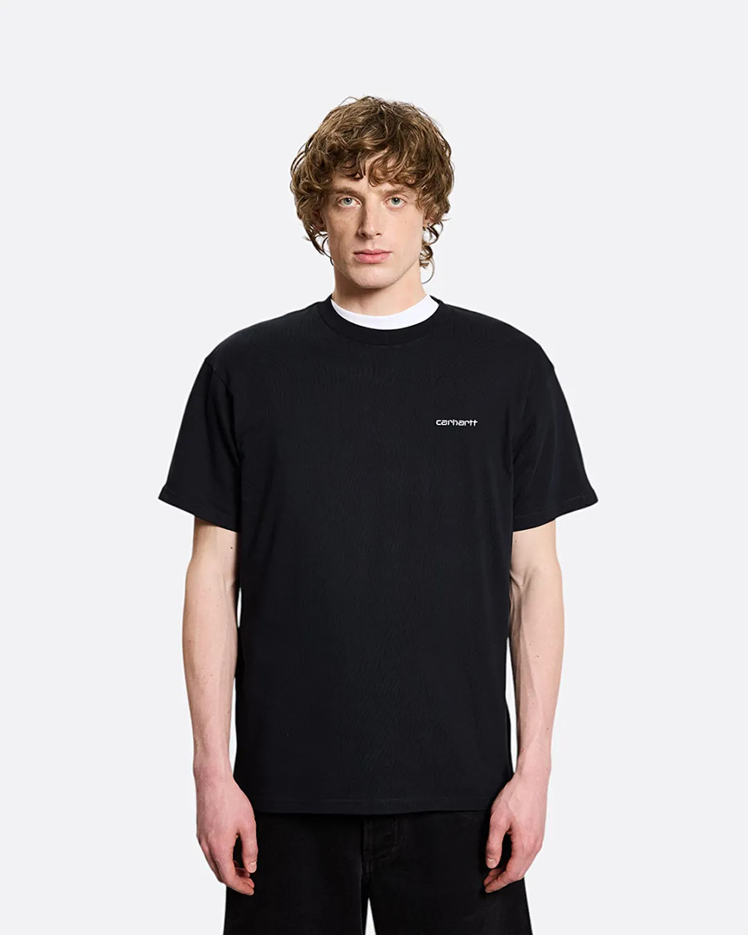 Script Embroidery Siyah Erkek T-shirt - 3