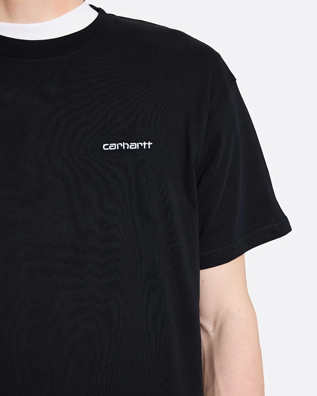 Script Embroidery Siyah Erkek T-shirt - 5