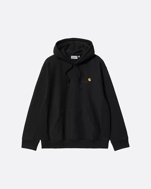 American Script Siyah Erkek Kapüşonlu Sweatshirt