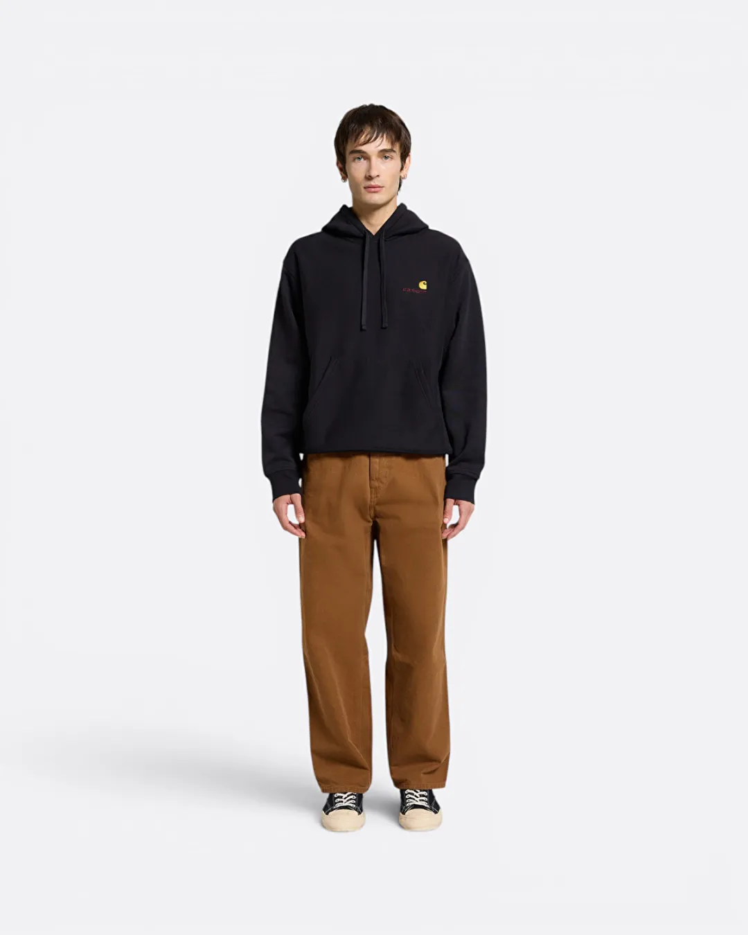 American Script Siyah Erkek Kapüşonlu Sweatshirt - 2