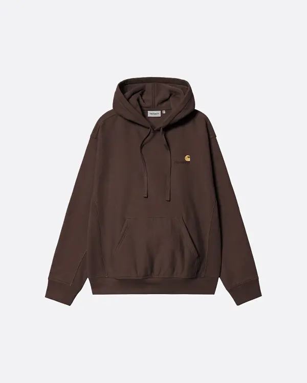 American Script Kahverengi Erkek Kapüşonlu Sweatshirt