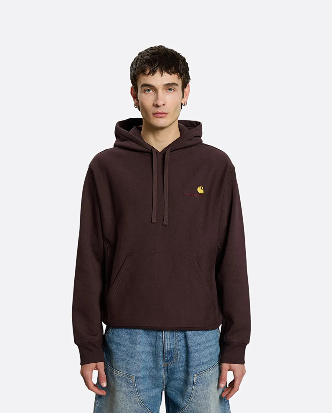 American Script Kahverengi Erkek Kapüşonlu Sweatshirt - 3