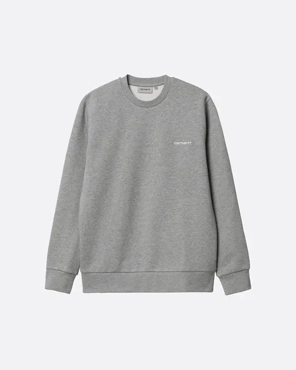 Script Embroidery Gri Erkek Sweatshirt