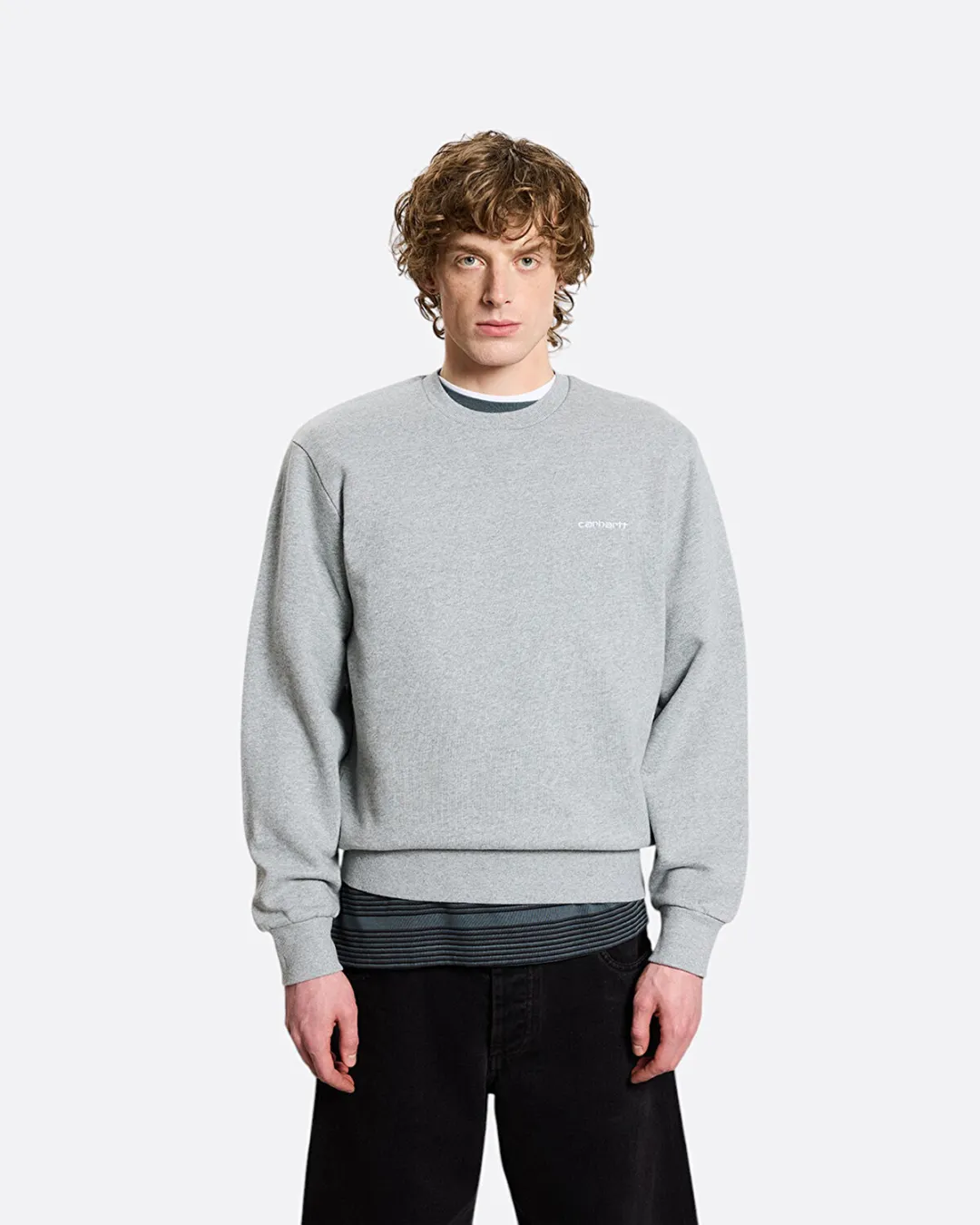 Script Embroidery Gri Erkek Sweatshirt - 3