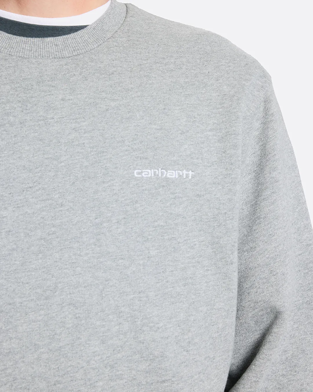 Script Embroidery Gri Erkek Sweatshirt - 5