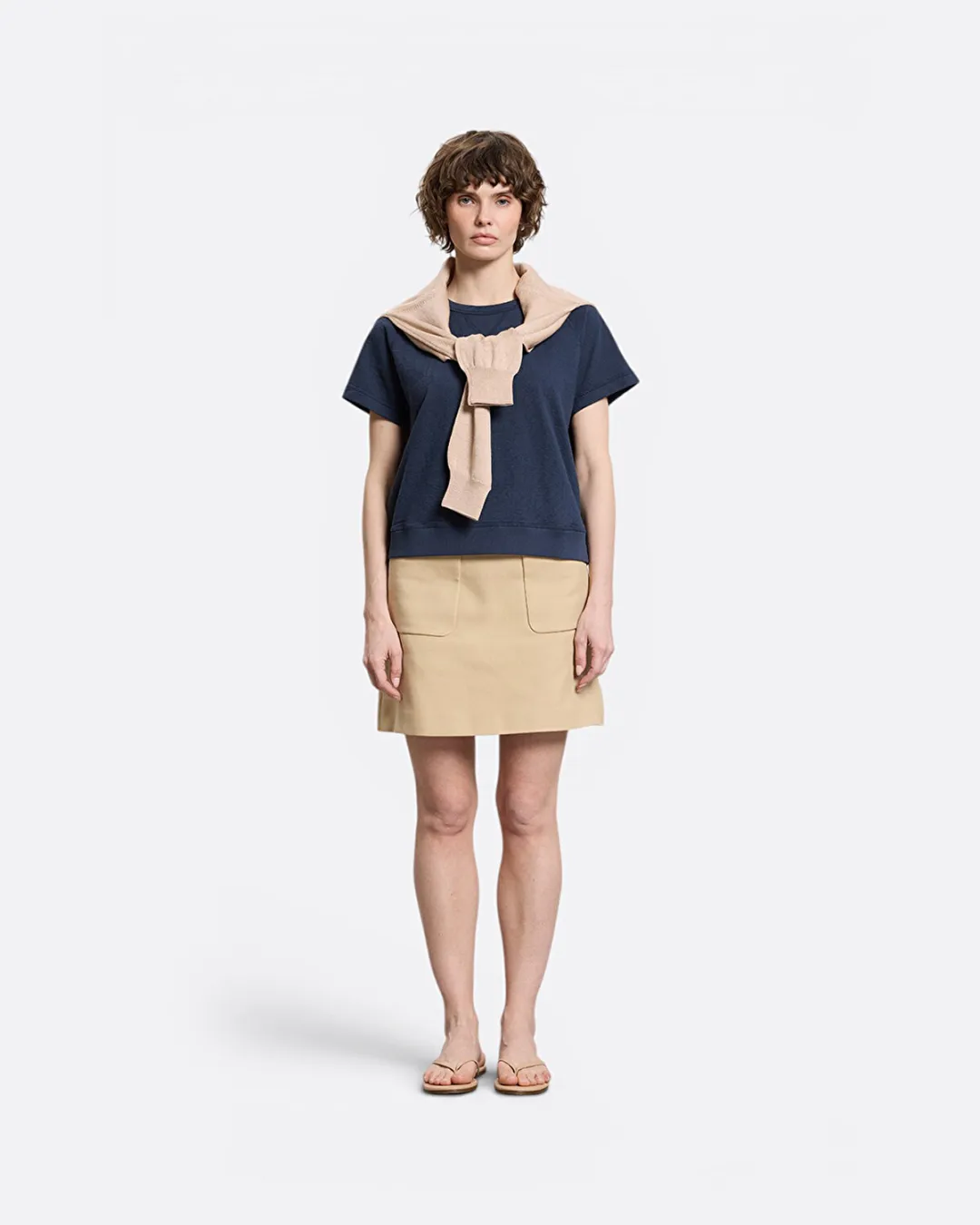 Textured Lacivert Kadın T-shirt - 2