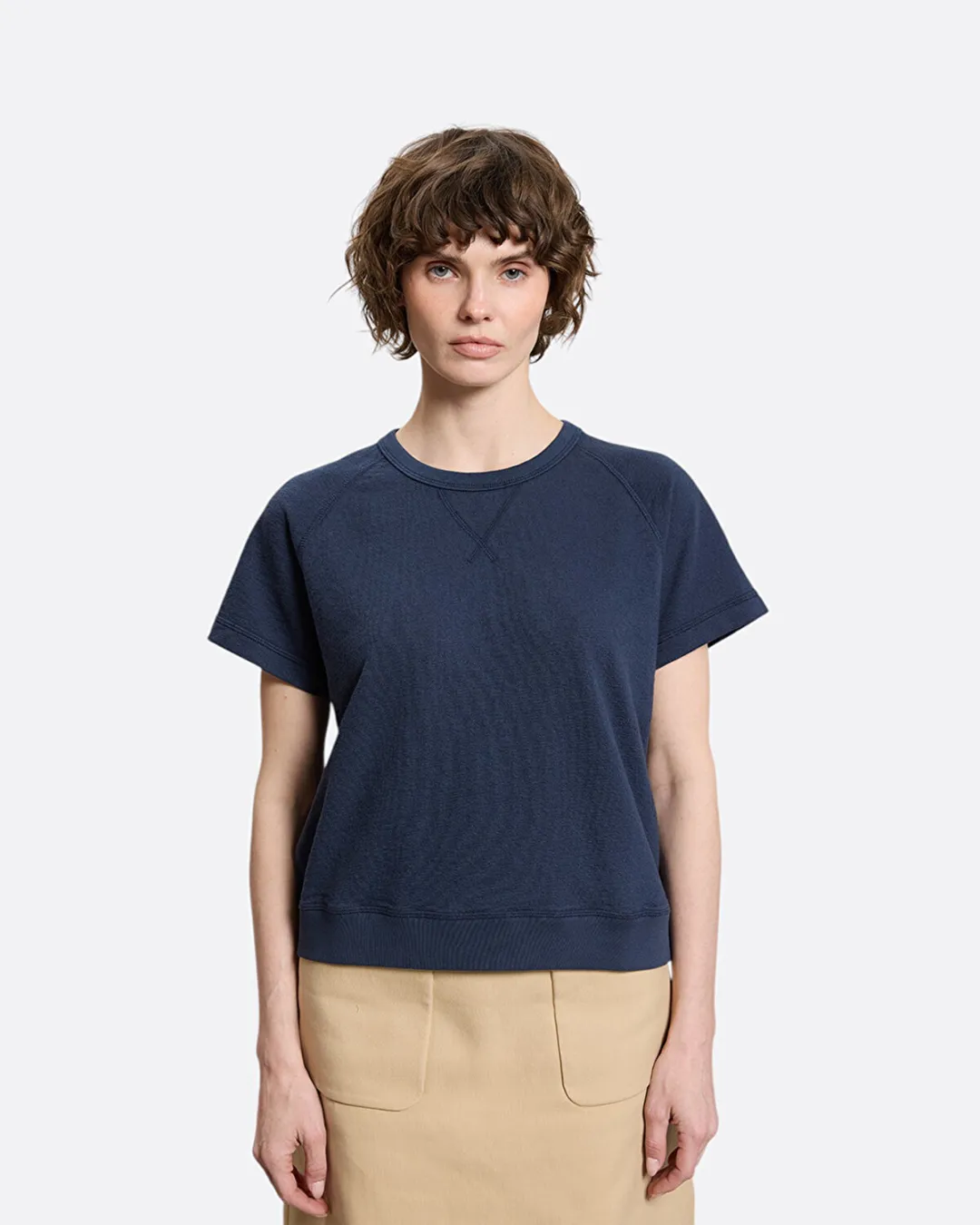 Textured Lacivert Kadın T-shirt - 3